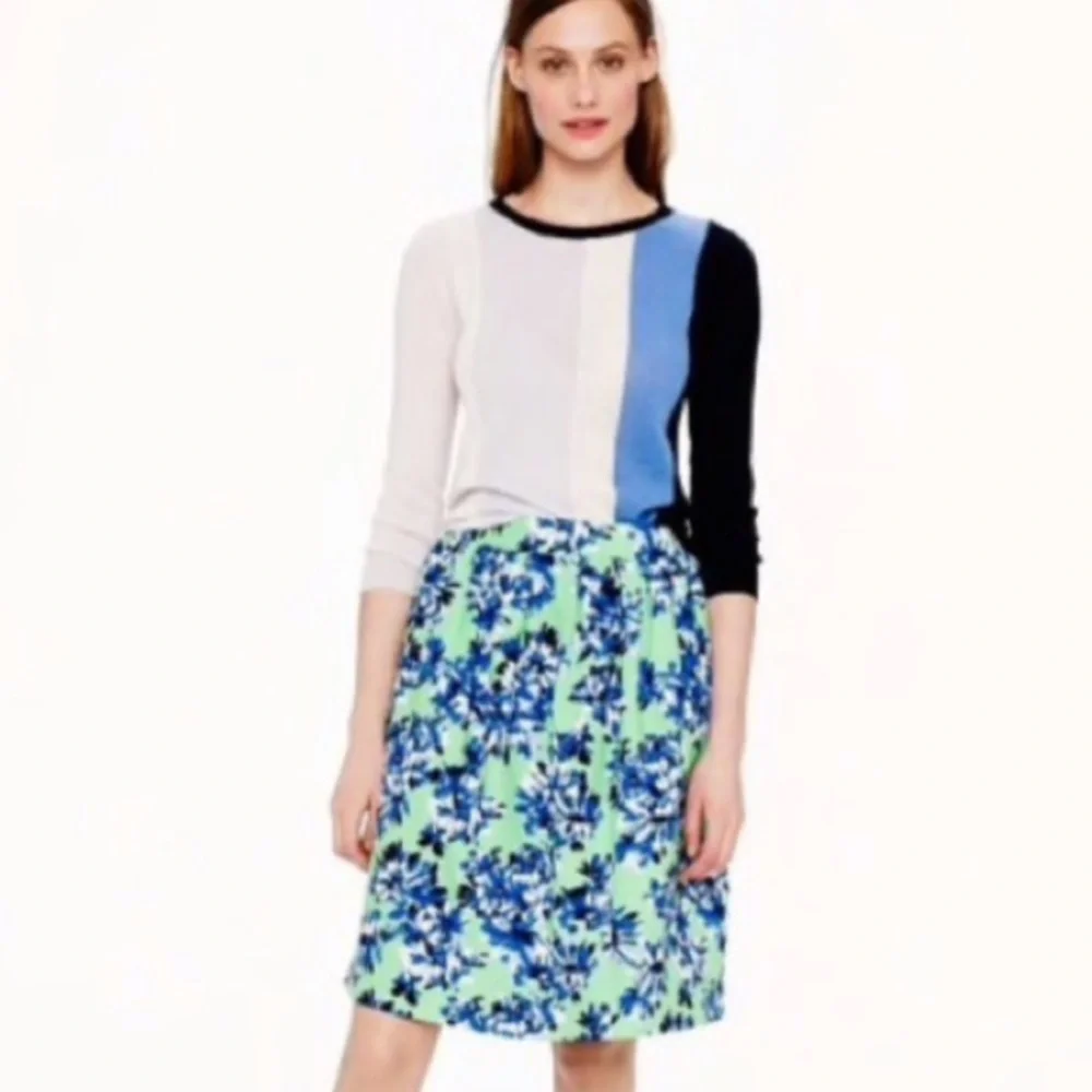 J. Crew NWOT❗️Patio Green Blue Floral Skirt